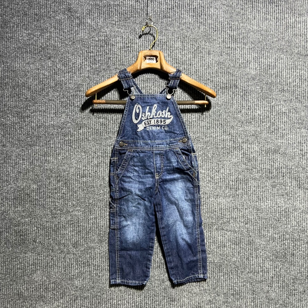 OshKosh B'gosh Overalls Kids 2T Blue Denim Vestbak Logo Adjustable Straps